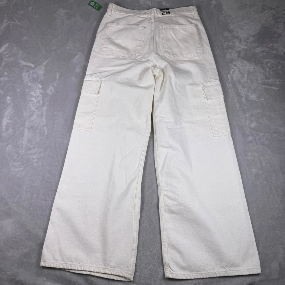 Gap Womens Wide Baggy‎ Low Rise Cargo Pants Off White Size 29/8 NEW